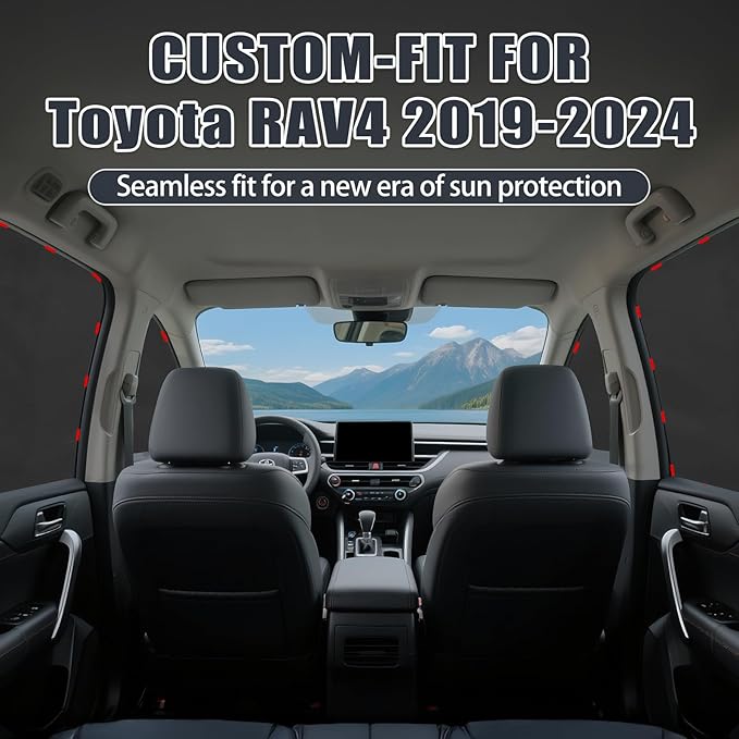 ZATOOTO Car Window Shades for Toyota RAV4 2019-2024, 4 Pcs Magnetic Car Window Covers - 100% Block Light Privacy Curtains, Side Window Sun Shade for Baby Breastfeeding, Sleeping, Camping