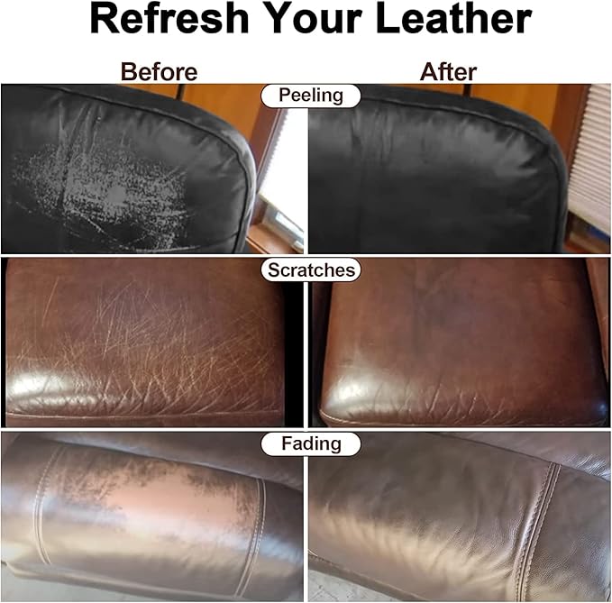 Black Leather Recoloring Balm, Leather Color Restorer Conditioner, Leather Repair Kits for Vinyl Furniture, Sofa, Car Seats, 