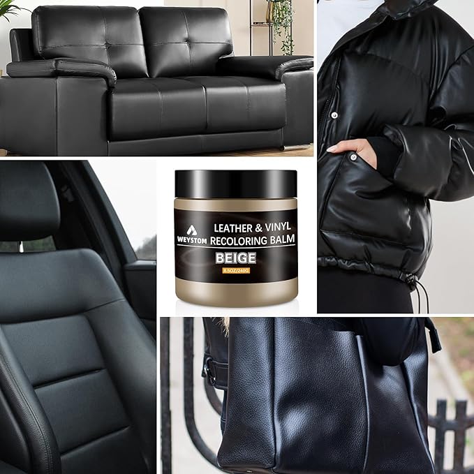Leather Recoloring Balm - Beige Leather Repair Kit for Furniture, Leather Dye & Paint to Recolor, Restore & Repair Faded, Cra