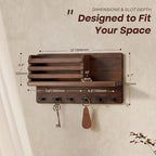 Rebee Vision Pine Wood Key Holder Wall Mount - Farmhouse Mail and Key Holder for Wall with Floating Shelf & 6 Hooks - Decorat
