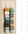 SWTYMIKI Over the Door Purse Organizer - 2 Packs Wall Mounted Purse Rack with 8 Hooks Design, Hanging Handbag Organizer Stora
