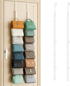 SWTYMIKI Over the Door Purse Organizer - 2 Packs Wall Mounted Purse Rack with 8 Hooks Design, Hanging Handbag Organizer Stora