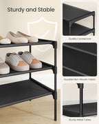 SONGMICS Shoe Rack, 2-Tier Shoe Storage Organizer, Space-Saving, 11.7 x 36.1 x 12.2 Inches, Entryway, Metal Frame, Non-Woven 