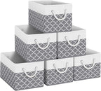 Fab totes Storage Bins [6-Pack], Foldable Storage Baskets for Organizing Toys, Books, Shelves, Closet, Large Storage Box with