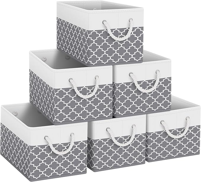 Fab totes Storage Bins [6-Pack], Foldable Storage Baskets for Organizing Toys, Books, Shelves, Closet, Large Storage Box with