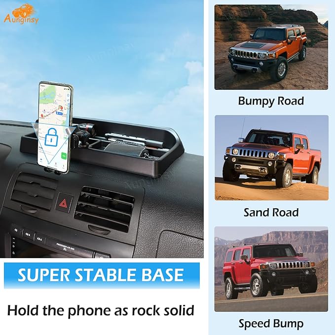 Aunginsy Center Console Dash Storage Tray Compatible with Hummer H3 2005-2009, Car Dashboard Multi-Functional Phone Mount Storage Box Dash Organizer Tray Insert with Mobile Phone Holder Accessories