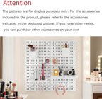 PSLER White Peg Board 4pcs 12″×12″ White Peg Board Organizer with Accessories &Hooks