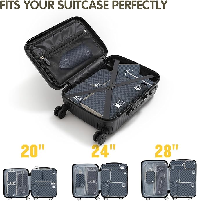 8 Set Compression Packing Cubes for Travel, Lightweight Dual Zipper Packing Cubes, Space-Saving Suitcase Organizer for Travel