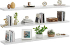 AMADA HOMEFURNISHING 47.2" L Floating Shelves, Wall Shelves Set of 3 for Bathroom/Living Room/Bedroom/Kitchen, White Floating
