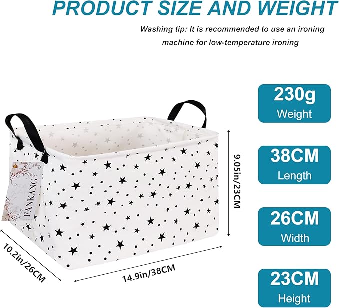FANKANG Storage Basket,Nursery Hamper Canvas Laundry Basket Foldable with Waterproof PE Coating Storage, Office, Bedroom, Clo