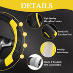CAR PASS Leather Steering Wheel Cover and Waterproof Car Floor Mats,Microfiber Universal Car Combo Fit for 95% Sedan SUV Van 