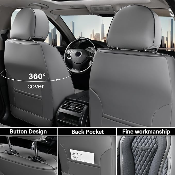 Coverado Car Seat Covers Full Set, Black Seat Covers, Automotive Car Seat Cover, Car Seat Cushion, Car Seat Covers Front Seat