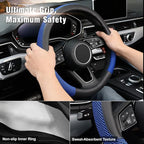 KAFEEK Steering Wheel Cover, Universal 15 inch, Microfiber Leather Viscose, Breathable, Anti-Slip,Warm in Winter and Cool in 