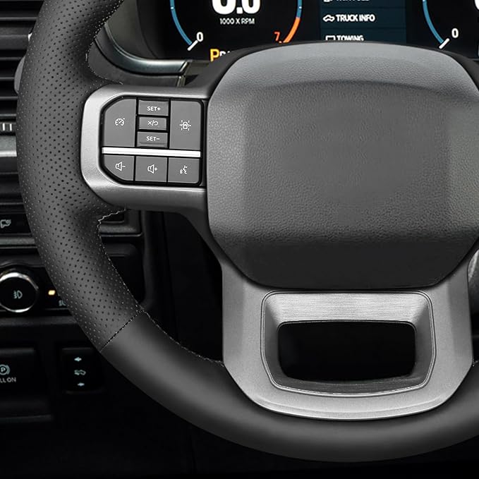 MEWANT Steering Wheel Covers for Ford F-150 2021-2025 / F-150 Lightning 2022-2025 Hand-Stitched F150 Steering Wheel Wrap