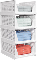 4 Pack Stackable Closet Storage Basket - Stackable Storage Bins, Multifunctional & Foldable Closet Organizer Divided, Wardrob
