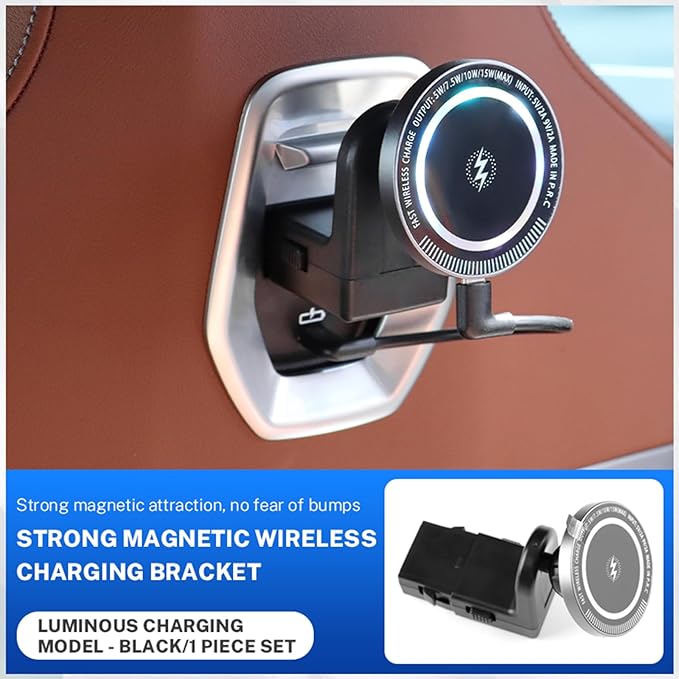 for BMW X5 X6 G05 G06 G60 G45 Tablet Holder Strong Magnetic Attraction/Gravity Clamp ipad Car Holder Back Seat Road Trip Essentials (Strong Magnetic + Wireless Charging + Light)