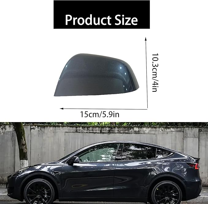 Compatible with Tesla Model Y Side Mirror Cover Replacement 2021 2022 2023 2024, Left Driver Side Rearview Mirror Cover Cap for Model Y Accessories(Silver)