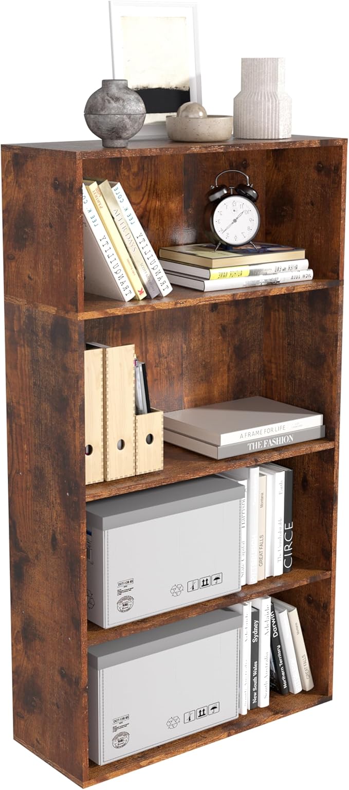 Wooden 4 Tier Book Shelf,4 Cube Storage Organizer,4 Tier Low Bookcase Storage Display Organizer, 44 Inch Versatile Cubes Shel