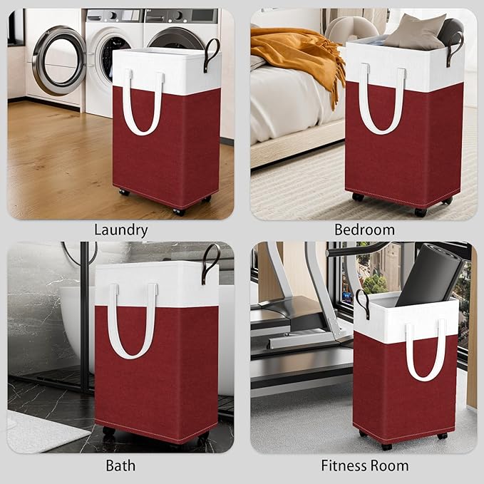 HomeHacks 75L Rolling Laundry Basket with Wheels, Collapsible & Waterproof Laundry Hamper, Mobile Clothes Hamper, Storage Lau