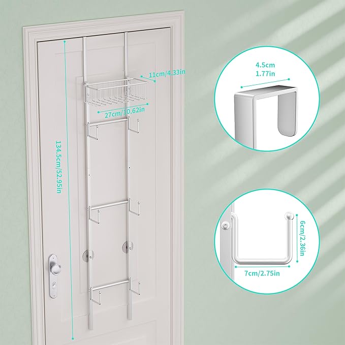 HapiRm Over Door Hat Rack - Wall Mounted Hat Organizer with 6 Hooks and Metal Basket Design, Baseball Cap Organizer Storage H
