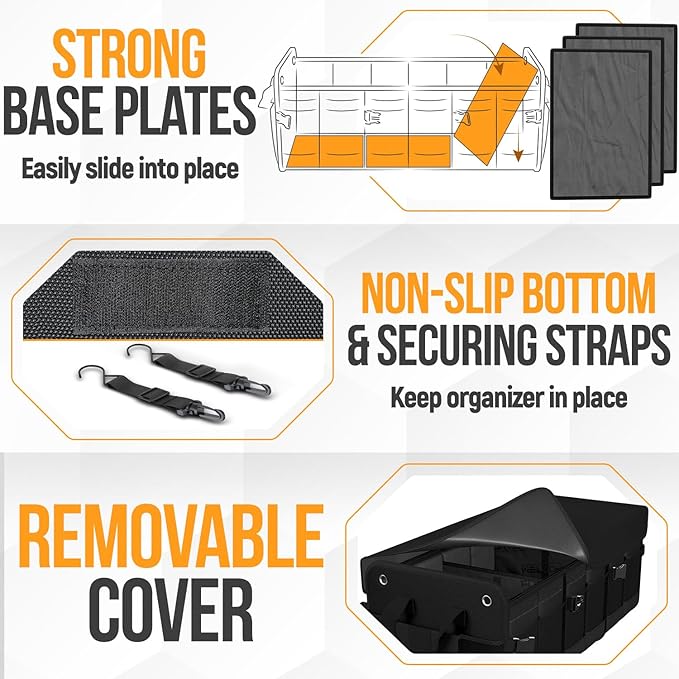 FORTEM Trunk Organizer For SUV Car Organizer and Storage, Multi-Compartment Storage Bag Car Accessories for Women Men, Perfect