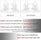 Coverado Dodge Ram Seat Covers Full Set, Waterproof Ram 1500 Seat Cover Compatible with 2002-2025 Dodge RAM 1500 2500 3500 Cr