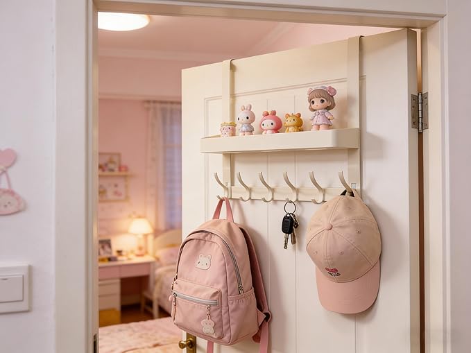Over The Door Hooks Organizer，Door Hanger Hooks for Hanging，Over The Door Coat、Towel Rack，Back of Door Storage Organizer for 