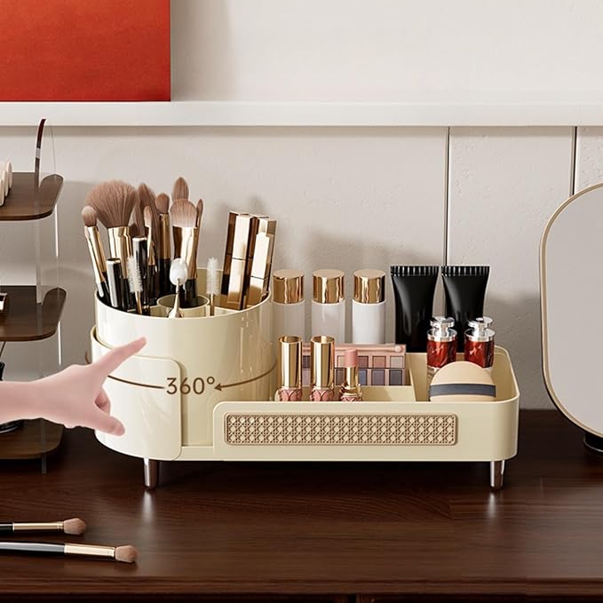 Booklov Roating Makeup Caddy Organizer for Vanity, Large Capacity Cosmetic Display Case, Clear Acrylic Countertop Beauty Stor