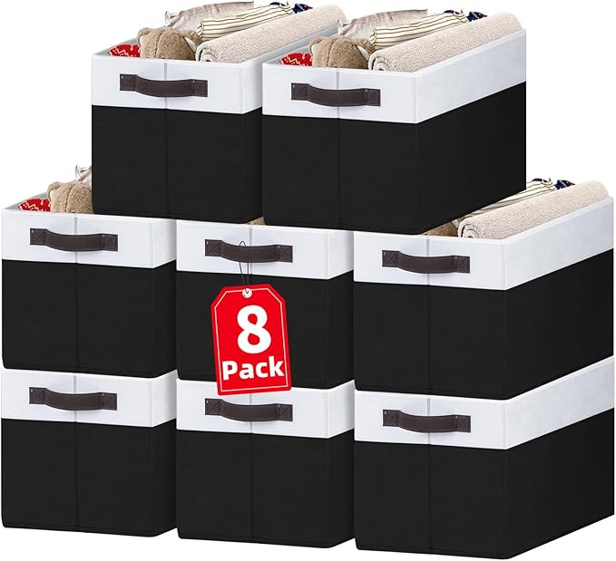 Criusia 8 Pack Large Storage Baskets for Room Organization, Multi-Purpose Bins for Closet, Shelves, Kitchen, Office, Decorati