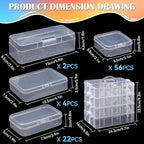 VTG Bead Organizer Box, 84 Pcs Small Plastic Containers with Lids, 4-Tier Stackable Storage Box, Clear Organizers for Jewelry