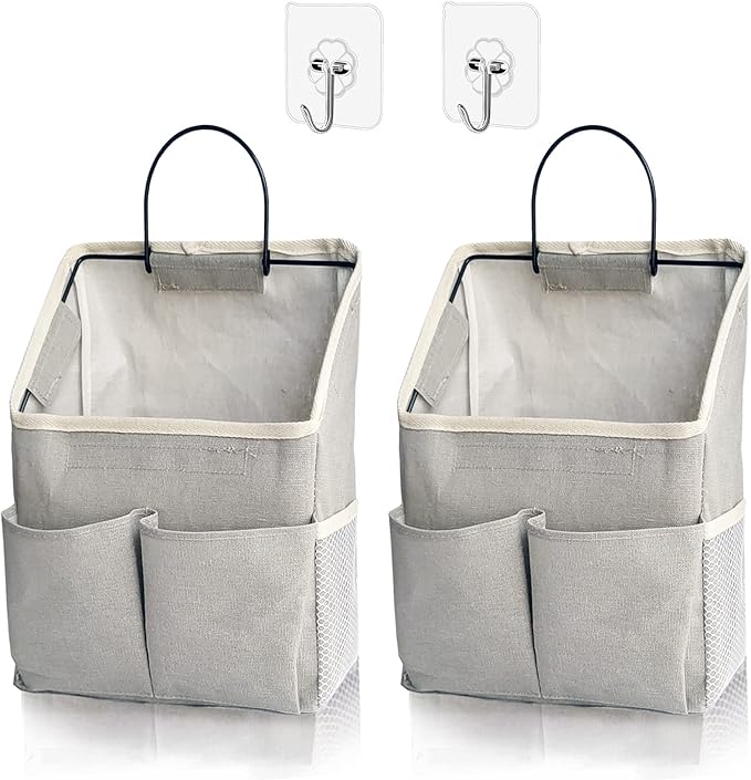 2 Pack Wall Hanging Storage Bag,Wall Hanging Organizer with Pockets, Hanging storage basket for Dormitory Bathroom Bedroom (G