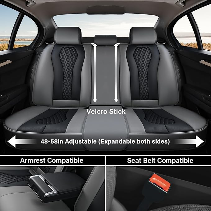 Coverado Car Seat Covers, Back Car Seat Cover, 3-Pieces Leather Seat Cover, Luxury Car Seat Cushion, Luxury Seat Cover Seat P