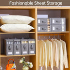 Bed Sheet Organizers,4 Pack Linen Closet Organizers and Storage, Foldable Bedding Organizer for Bedsheets, Duvet Covers and P