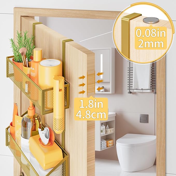 Kaiferty Over The Door Hooks Organizer, Coat Rack Over The Door Storage Hanger Towel Rack, Back of Door Storage Organizer for