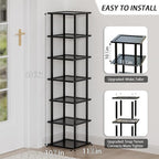 Vertical Tall Shoe Rack Organizer for Entryway -7 Tier Free Standing Slim Narrow Bamboo Wood Corner Stackable Shoe Boots Stor
