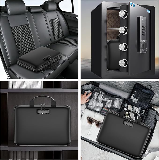 Fireproof File Organizer with Lock, Hard Case Fireproof Document Box with 13 Pockets Accordion File Folder, Important Documen