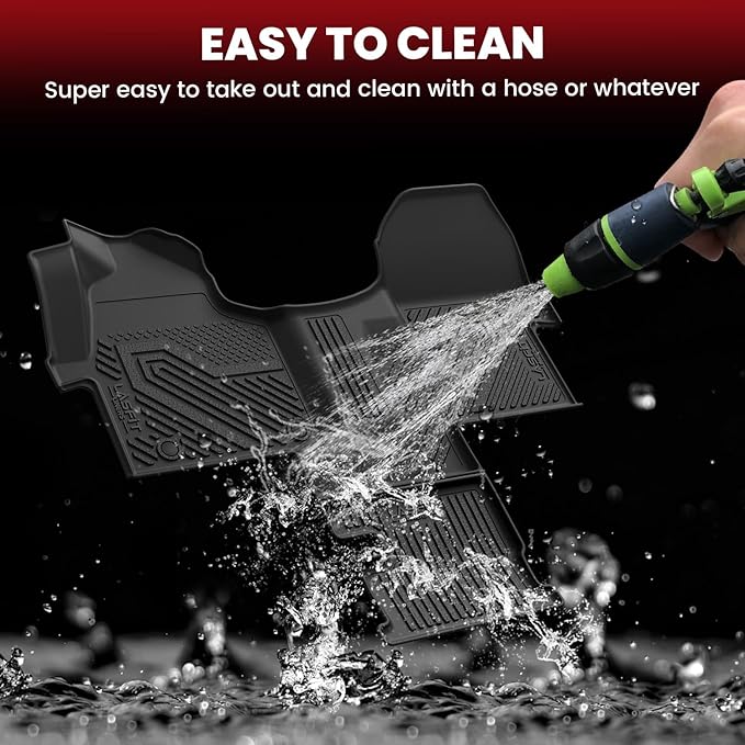 LASFIT Floor Mats for Mercedes Benz Sprinter 1500/2500/3500 2026 2025 2024 2019-2023 (Fit Cargo Van & Cab Chassis), All Weatehr TPE Floor Liners Custom Fit Sprinter 1st Row with Center Aisle Liner
