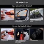 Window Breaker Seatbelt Cutter, Car Safety Hammer Life Escape Tool 2-in-1 Portable, 2 Pack Automotive Emergency Glass Breaker