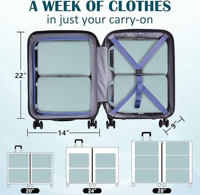 Compression Packing Cubes for Travel Accessories, 2 Set Compression Bags Travel Cubes for Packing Suitcase Luggage Organizer 