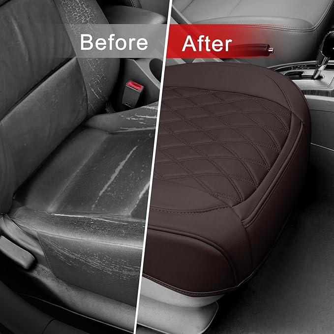 1 Pack Leather Front Car Seat Cover Bottom Car Seat, Anti-Slip and Full Wrap Driver Car Seat Protectors, Luxury Waterproof Bo