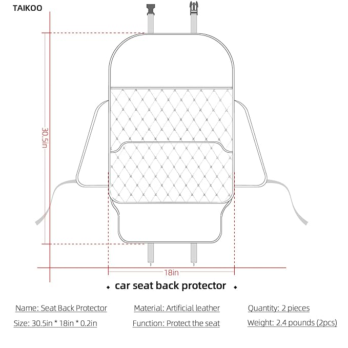 Seat Back Protector + Large Capacity Pocket Storage Organizer,Preventing The Impact of Children Stepping on The Seat Backrest (Style A-Beige)