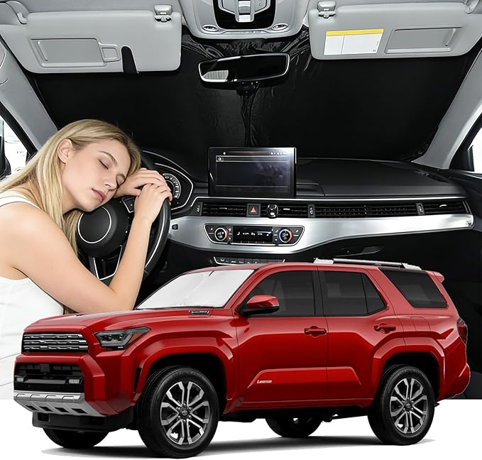 Windshield Sunshade for Toyota 4RUNNER 2025-2026 Sun Shade Car Windshield Accessories Upgrade 4 Layers Blocks UV Rays Custom Fit 4RUNNER 240T Car Window Shades Windshield Keep Cool Foldable