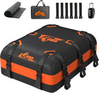 Car Rooftop Cargo Carrier Bag 20 Cubic Feet, 100% Waterproof Heavy Duty Car Roof Bag for All Vehicle with/Without Racks - Anti-Slip Mat, 6 Door Hooks, Storage Bags, 5CM Straps(Orange)
