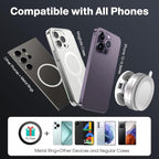Vacuum Magnetic Car Phone Holder for Magsafe, Hands-Free 360° Adjustable Suction Cup Phone Mount for Car/Gym/Mirror/Smooth Surface, Compatible with iPhone & Android (White)
