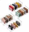 YAGELI Clear Acrylic Purse Organizer for Closet, 3-4 Section Desk File Sorter, 2.95" Wide Slots for Clutches, Handbags, Binde