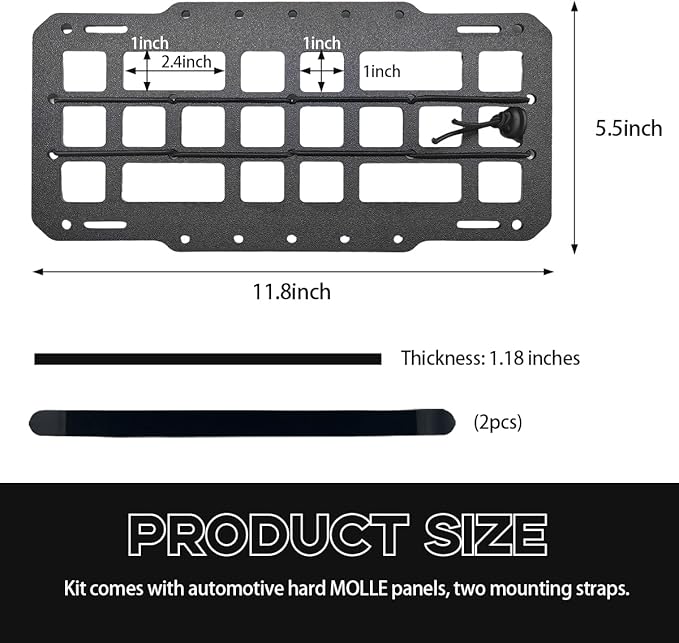 Car Rigid MOLLE Panel, Sun Visor Panel Holster Tactical Gear Holder MOLLE EDC Organizer, Rigid Panel Frame Modular Storage Pouch for Auto Visor, Car Accessories