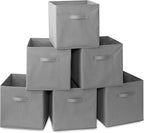 Casafield Set of 6 Collapsible Fabric Cube Storage Bins, Gray - 13" Foldable Cloth Baskets for Shelves, Cubby Organizers & Mo
