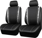 CAR PASS Leather Bling Diamond Car Seat Cover 2 Front Interior Sets, Waterproof Universal Shining Glitter Crystal Sparkle Fit for 95% Automotive Truck SUV Cute Women Girl, Black Silver Rhinestone