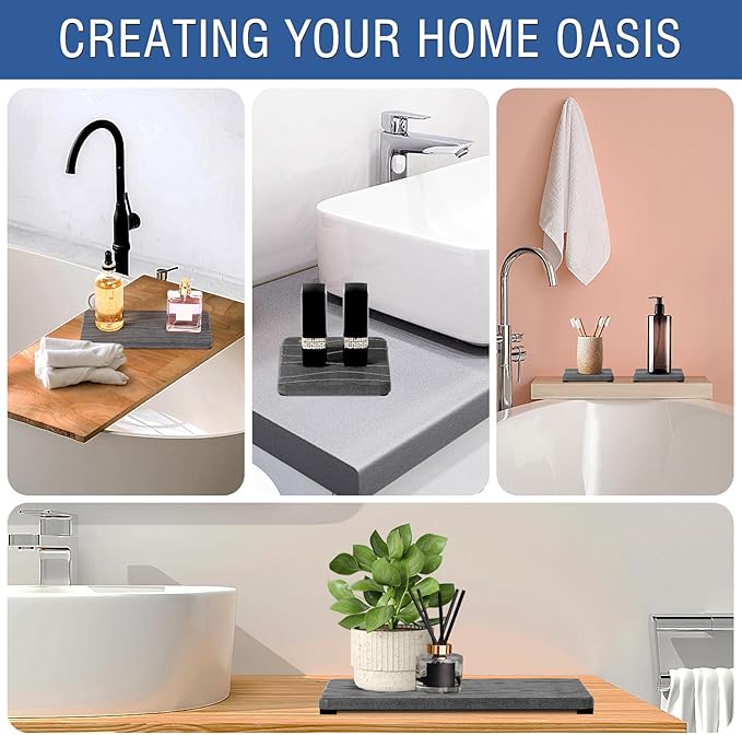 3PCS Water Absorbing Stone Tray, Fast Drying Stone Sink Tray, Stones Soap Trays, Water Absorbent Diatomite Trays, Diatomite C