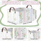 Boao 3 Pcs Blue Hydrangea Storage Bin Fresh Style Floral Collapsible Large Storage Baskets for Gifts Canvas Laundry Basket Fo